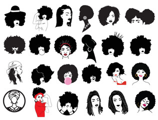African Women Vector, Afro Queen SVG, Afro Woman SVG Bundle, African American svg, Afro Lady Vector, African Girl Cut File Set 01