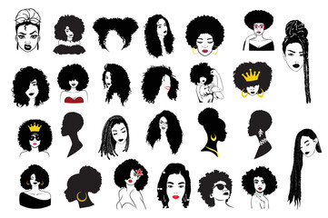 African Women Vector, Afro Queen SVG, Afro Woman SVG Bundle, African American svg, Afro Lady Vector, African Girl Cut File Set 02