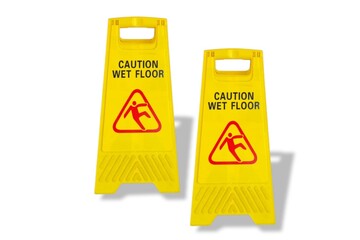 wet and slippery floor sign isolated on white background
