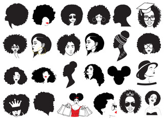 African Women Vector, Afro Queen SVG, Afro Woman SVG Bundle, African American svg, Afro Lady Vector, African Girl Cut File Set 07