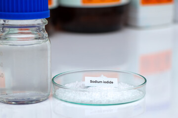 Sodium iodide in glass, chemical in the laboratory and industry