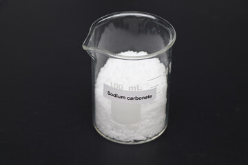 Sodium carbonate in glass, chemical in the laboratory and industry