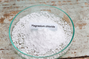 Magnesium chloride in glass, chemical in the laboratory and industry