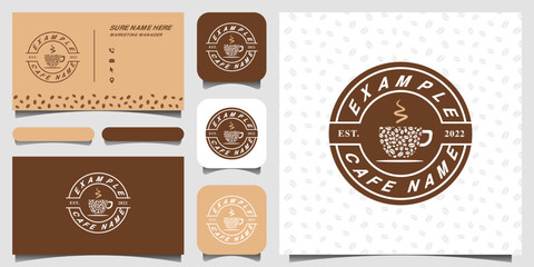 Cafe restaurant logo design template or Coffee beans in cup shape
