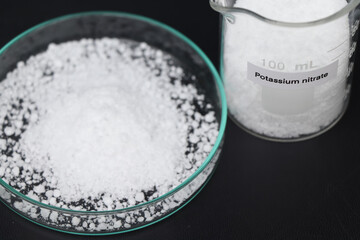 Potassium nitrate in glass, chemical in the laboratory and industry