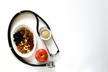 Top view of fresh fruits and vegetables.health care. Balanced diet.