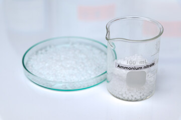 Ammonium nitrate in glass, chemical in the laboratory and industry