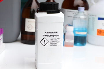 Ammonium Iron(II)sulphate in bottle, chemical in the laboratory and industry