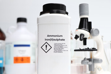 Ammonium Iron(II)sulphate in bottle, chemical in the laboratory and industry