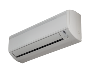 Office home air conditioner for cooling in the heat, wall-mounted split system with the ability to supply heat in the cold isolated on a white transparent background.
