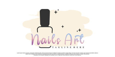 Nail art or nail polish for beauty logo design with unique concept Premium Vector