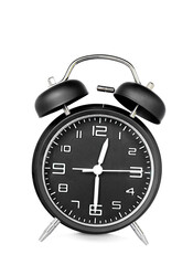black alarm clock isolated on white background