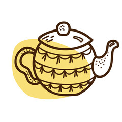 Teapot with color spot, doodle illustration, 
icon on the white background