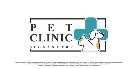 Pet style icon logo design with creative concept and business card Premium Vector