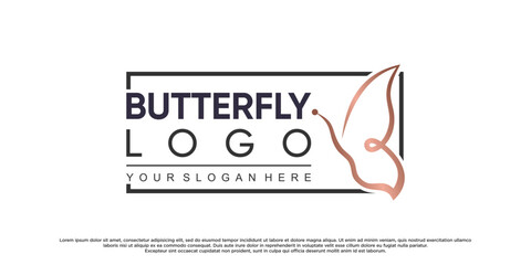 Icon butterfly logo design with creative concept Premium Vector