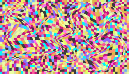 Checkered background with distorted squares