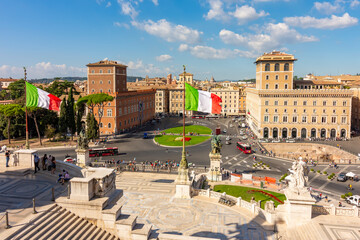 Venice square (Piazza Venezia) in center of Rome, Italy