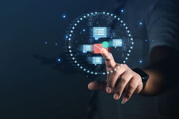 business people touch e-mail technology communication message box notification online communication concept
