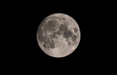 white moon in the night sky with craters