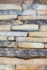 Masonry wall of stones with irregular pattern texture background