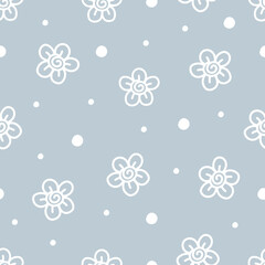 Nature floral blue pastel fabric clothes line art pattern