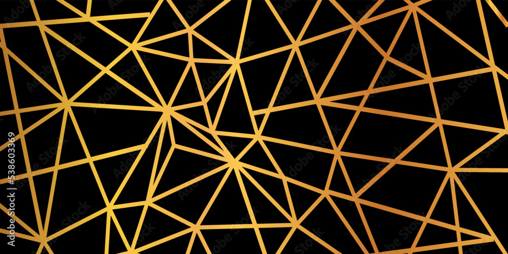 Poster gold foil wire triangles geometric seamless mosaic repeat pattern background - for stock