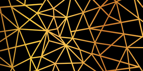 Gold foil wire triangles geometric seamless mosaic repeat pattern background - for stock