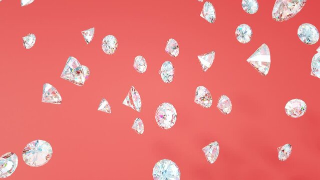 Pink Rhinestones Falling Falling Pink Diamonds Background