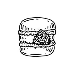 Obraz na płótnie Canvas Hand drawn sketch macaron, macaroon isolated on white background. French dessert. 
