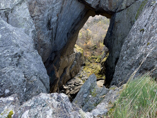 Hole in the mountain Tilremshatten,Brønnøy,Nordland county,Norway,Europe