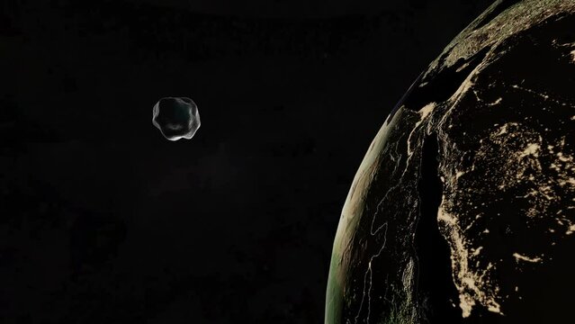 The meteorite is heading towards the earth at high speed. A possible end of the world from a meteorite impact