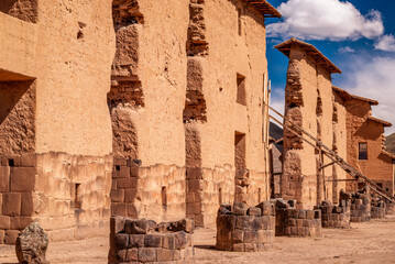 Walls at Inca archaeological site of Raqchi (Peru)