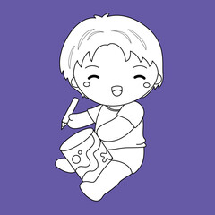Kids Crafting and Painting Activity Digital Stamp