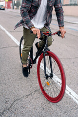 Fototapeta na wymiar Man Riding Cool Bike