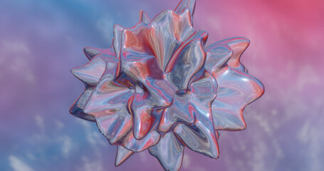 Render with blueberry pink floating metal surface