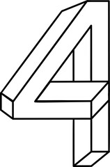Impossible shape numbers font 4 . 