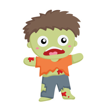 Kids Halloween Zombie Costume Party Illustration Vector Clipart
