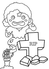 Kids Halloween Zombie Party Coloring Pages A4 for Kids and Adult