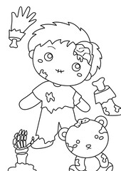 Kids Halloween Zombie Party Coloring Pages A4 for Kids and Adult