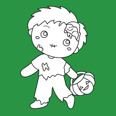 Kids Halloween Zombie Costume Party Digital Stamp