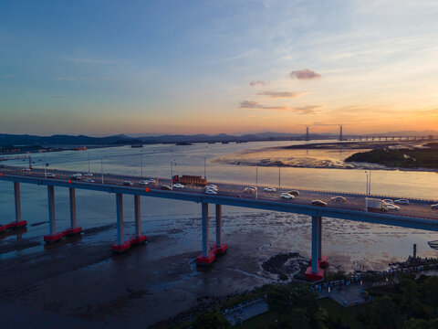 sunset over the river