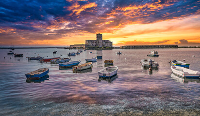 The fortress in Trapani harbor on Sicily