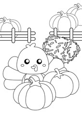 Thanksgiving Turkey Bird Coloring Pages A4 for Kids and Adult