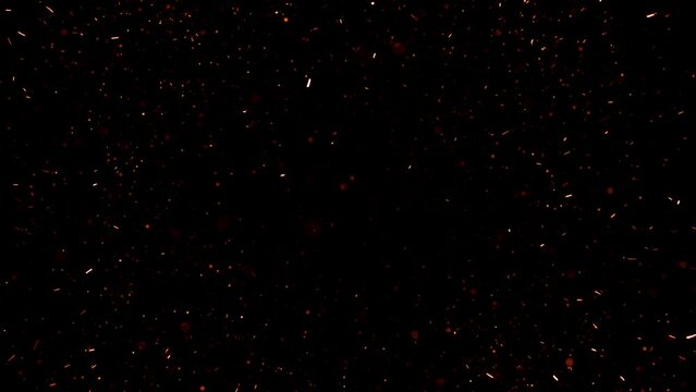 Animation of  particles explosion on black background. Motion movement Transition overlay, alpha matte effect for video 