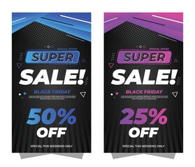 Super Sale Banner Instagram Story, Flyer, X Banner And Poster template For Prommotion