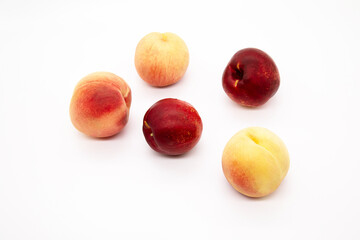 Peaches on a white background