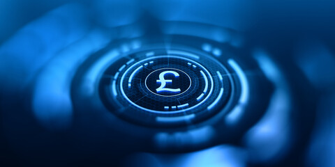 Fototapeta na wymiar Pound Currency Business Banking Finance Technology Concept. 3d Render illustration