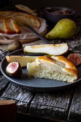 pear pie on a wooden table