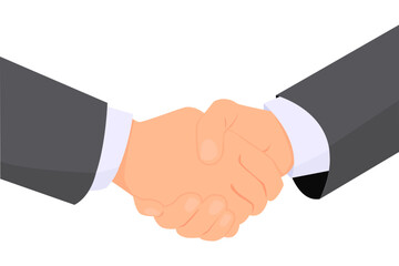 HandshakeTwo hands wearing in business  suit making handshake. Handshake. White background. Flat vector illustration.
