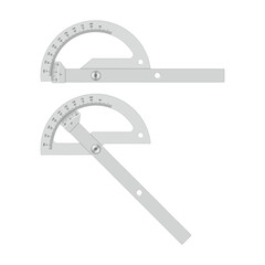 Mechanical goniometer with vernier tool. Vector illustration.